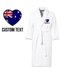 Australia Flag Heart Shape Embroidery Logo with Custom Text Embroidered Bathrobes